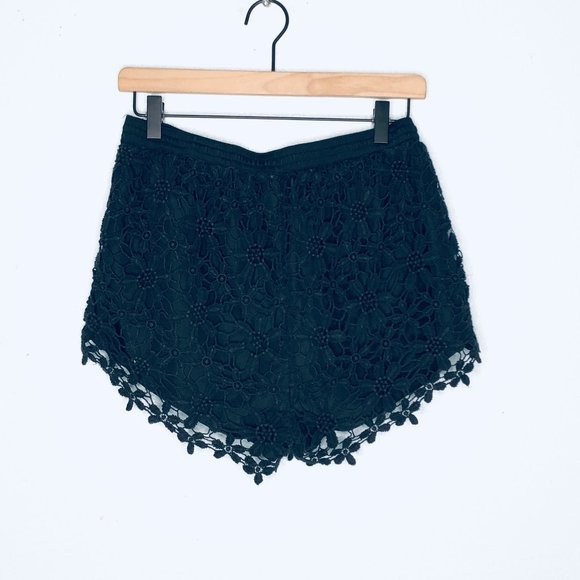 Abercrombie & Fitch Embroidered Black Shorts Crochet Flower Floral Medium - Picture 4 of 6